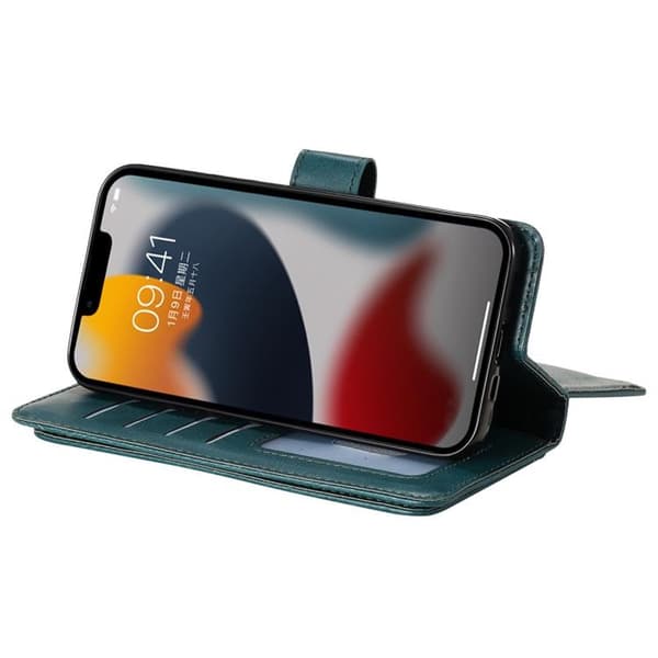 iPhone 14 Plånboksfodral KT PU Läder - Grön