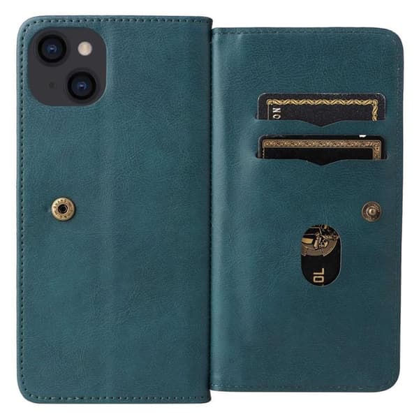 iPhone 14 Plånboksfodral KT PU Läder - Grön