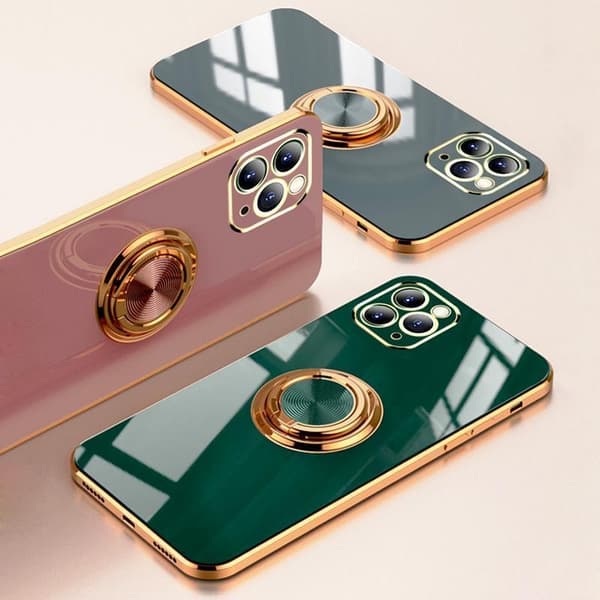 Ylellinen tyylikäs kotelo 'iPhone 14' rengasjalustatoiminnolla Kulta