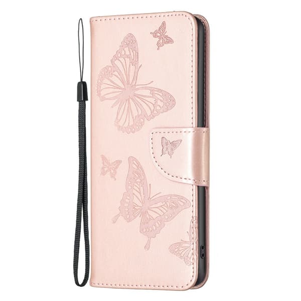 iPhone 14 Plus Plånboksfodral Butterfly Imprinted - Rosa Guld