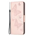 Miniatyrbild 2 av 7: iPhone 14 Plus Plånboksfodral Butterfly Imprinted - Rosa Guld