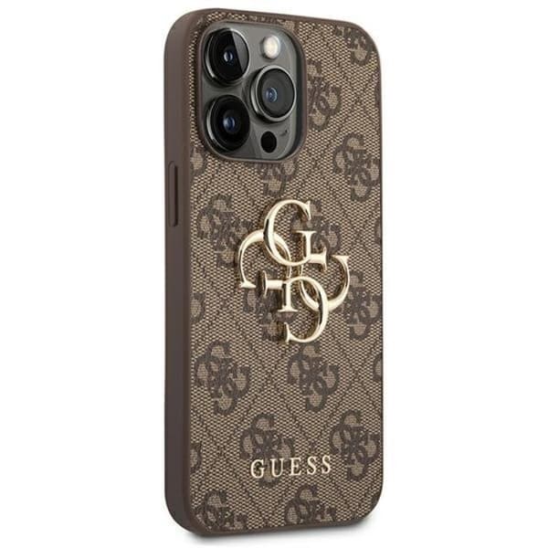 GUESS iPhone 14 Pro Max Skal Big Metall Logo - Brun