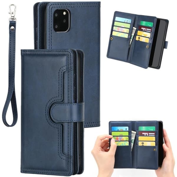 iPhone 14 Pro Max Plånboksfodral Äkta Läder Flip - Blå