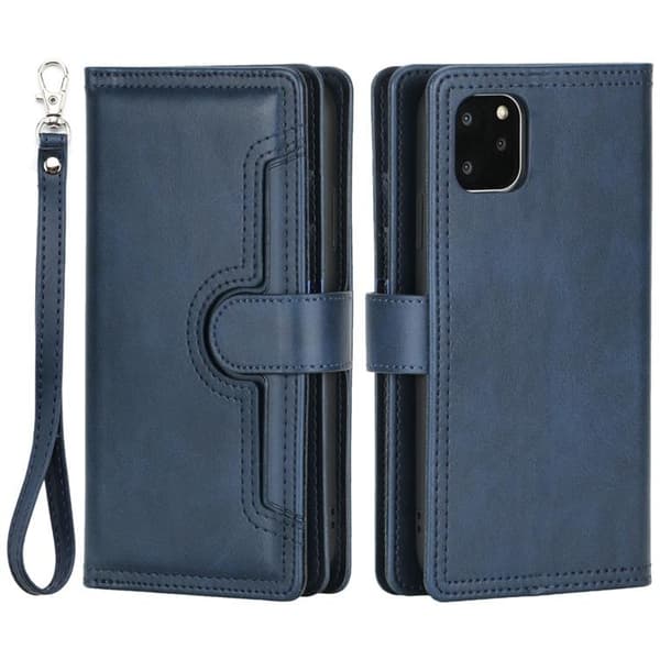 iPhone 14 Pro Max Plånboksfodral Äkta Läder Flip - Blå