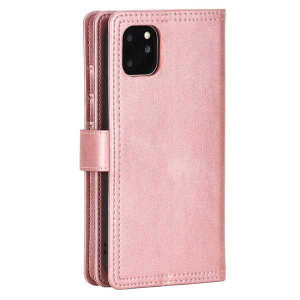 iPhone 14 Plus Plånboksfodral Äkta Läder Flip - Rosa Guld