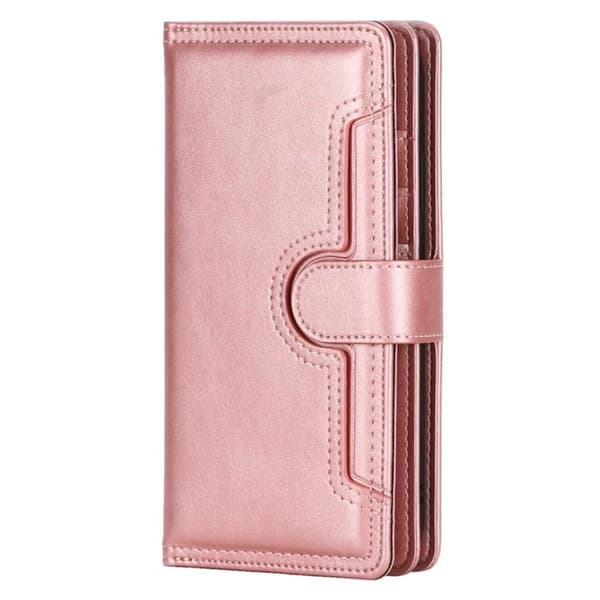 iPhone 14 Plus Plånboksfodral Äkta Läder Flip - Rosa Guld
