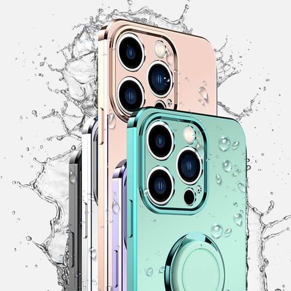 iPhone 14 Pro Max Skal Ringhållare Electroplating Kickstand - Svart