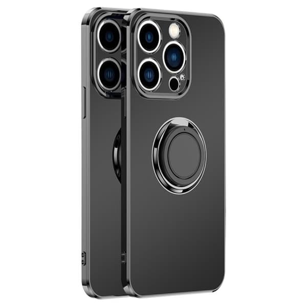 iPhone 14 Pro Skal Ringhållare Electroplating Kickstand - Svart
