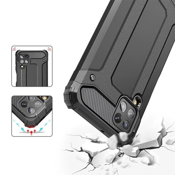 Galaxy A22 4G Skal Hybrid Armor Tough Rugged - Silver