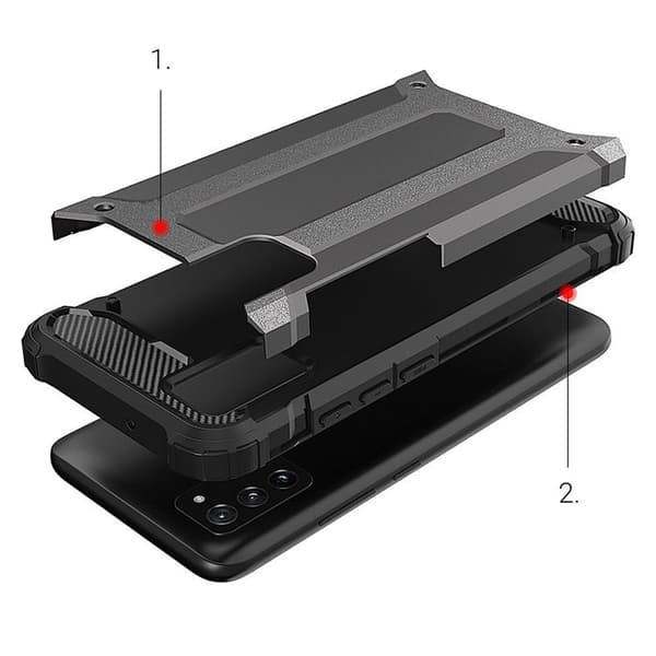 Galaxy A03s Skal Hybrid Armor Tough Rugged - Svart
