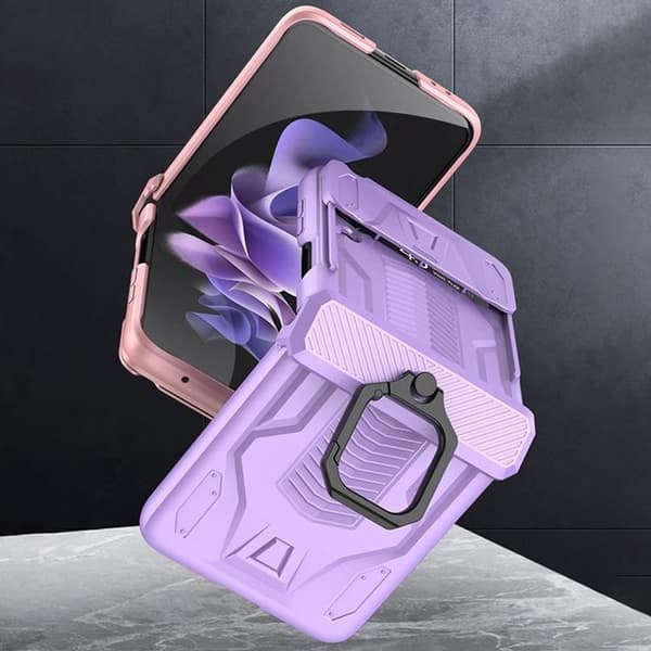 GKK Galaxy Z Flip 4 Skal Ringhållare Kickstand - Rosa