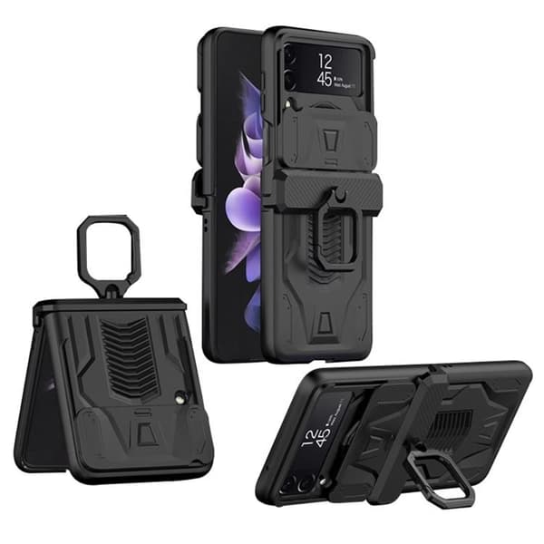 GKK Galaxy Z Flip 4 Skal Ringhållare Kickstand - Svart