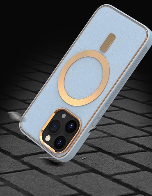 BOOM iPhone 13 Pro Skal Magsafe Läder - Marinblå