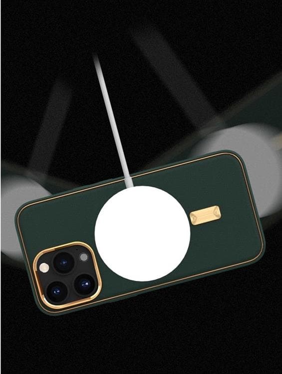 BOOM iPhone 13 Pro Skal Magsafe Läder - Marinblå