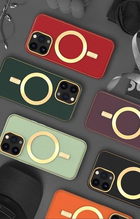 BOOM iPhone 13 Pro Skal Magsafe Läder - Marinblå