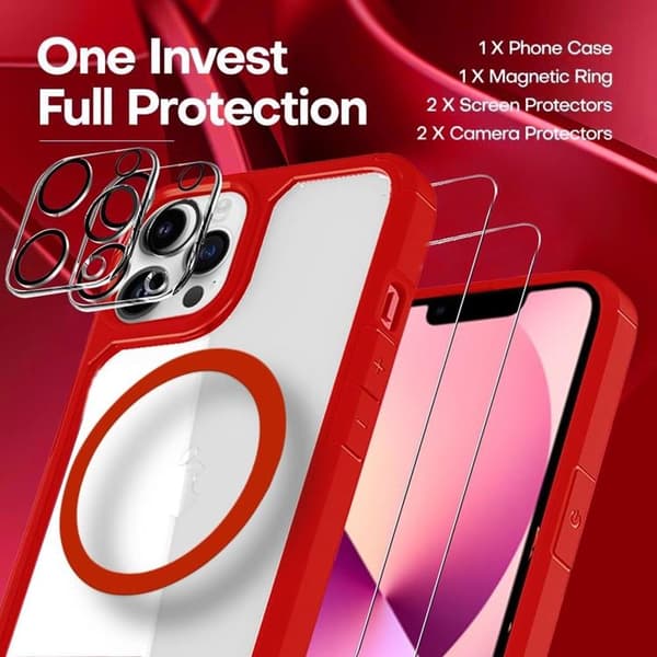 [6in1] Boom iPhone 13 Pro Skal - Kameralinsskydd - Härdat Glas - MagSafe Ring