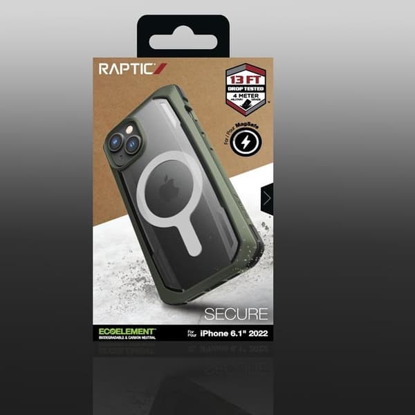 Raptic iPhone 14 Skal Magsafe Secure Armored - Grön