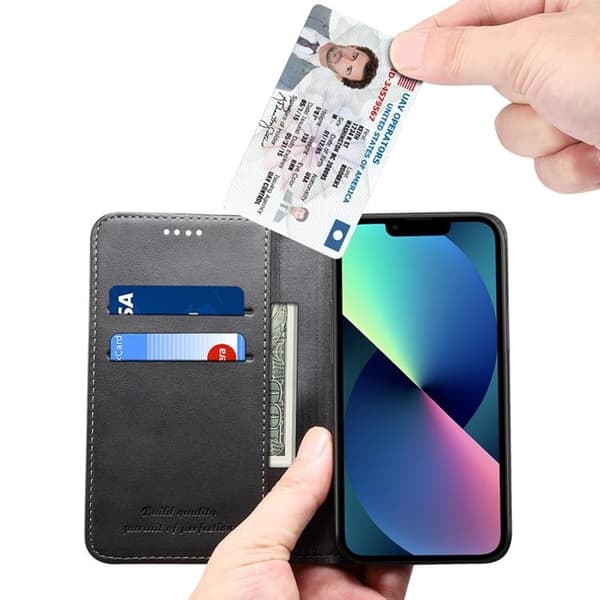 SUTENI iPhone 14 Plus Plånboksfodral Magnetic Kickstand - Svart