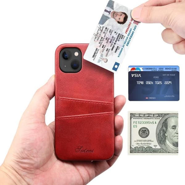 SUTENI iPhone 14 Skal Korthållare - Röd