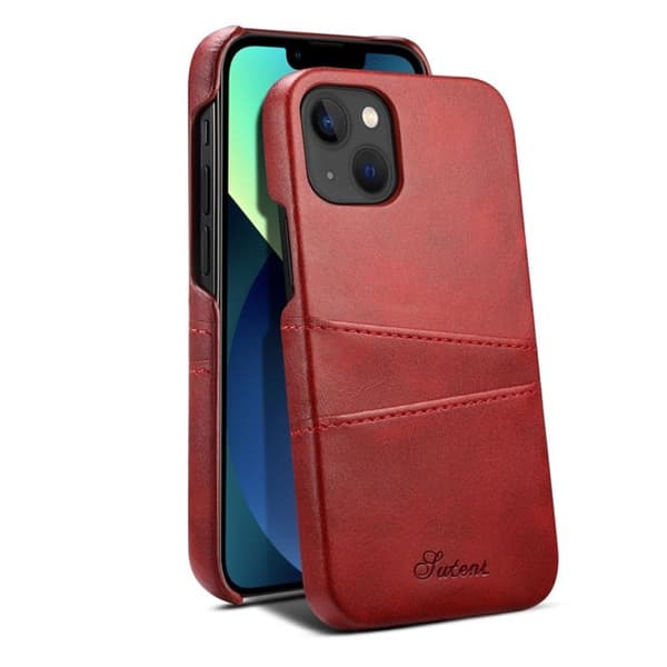 SUTENI iPhone 14 Skal Korthållare - Röd
