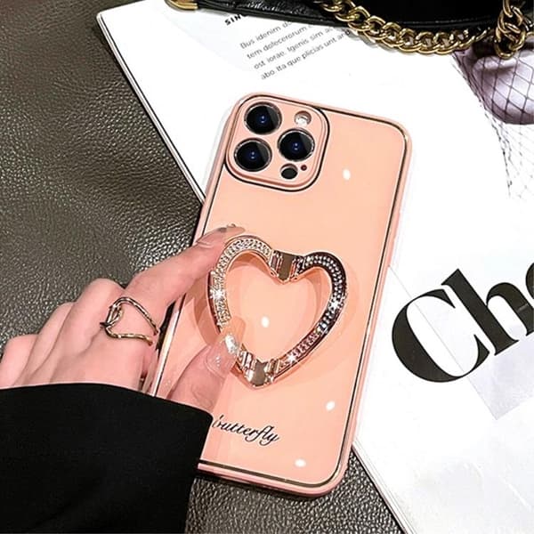 iPhone 14 Pro Skal Heart Kickstand - Svart