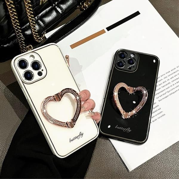 iPhone 14 Plus Skal Heart Kickstand - Blå