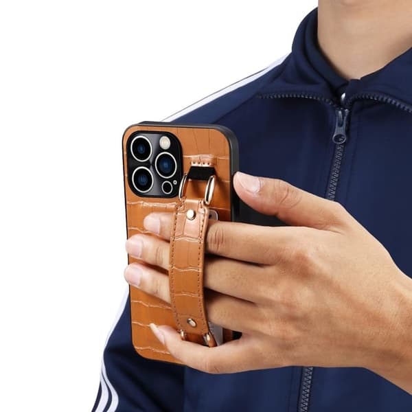 iPhone 14 Pro Max Skal Korthållare Crocodile - Rosa