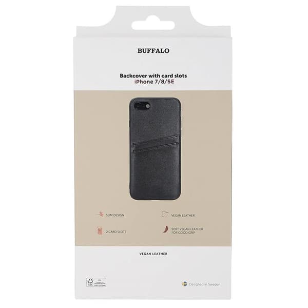 Buffalo iPhone 7/8/SE 2020 Skal Korthållare - Svart