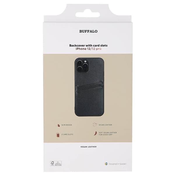 Buffalo iPhone 12/12 Pro Skal Korthållare - Svart