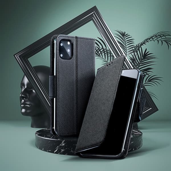 Galaxy A40 Plånboksfodral Fancy Eco Läder - Svart