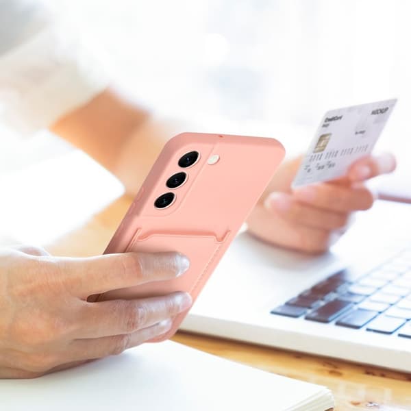 Galaxy S21 FE Skal Forcell Korthållare Mjukplast - Rosa
