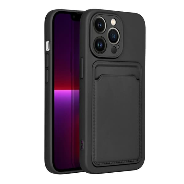 Forcell iPhone 14 Pro Skal Korthållare Mjukplast Svart