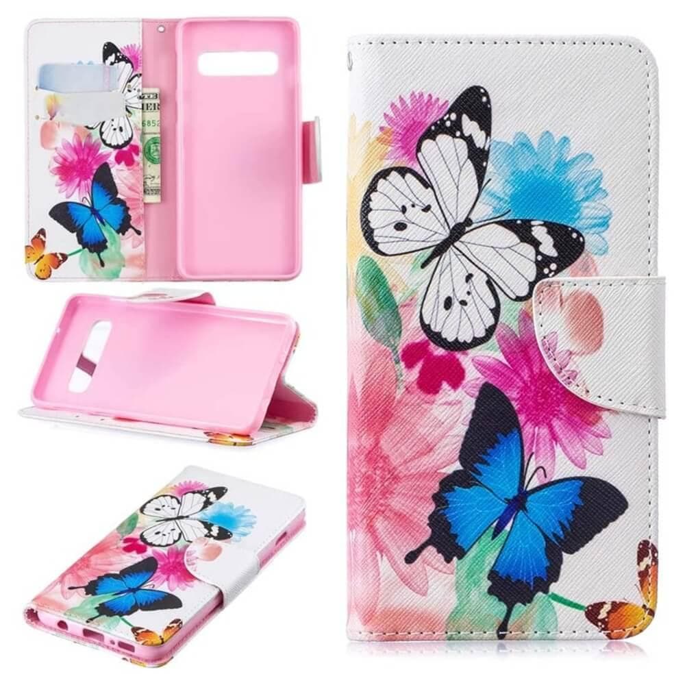 Plånboksfodral Samsung Galaxy S10 Plus - Färgglada Fjärilar