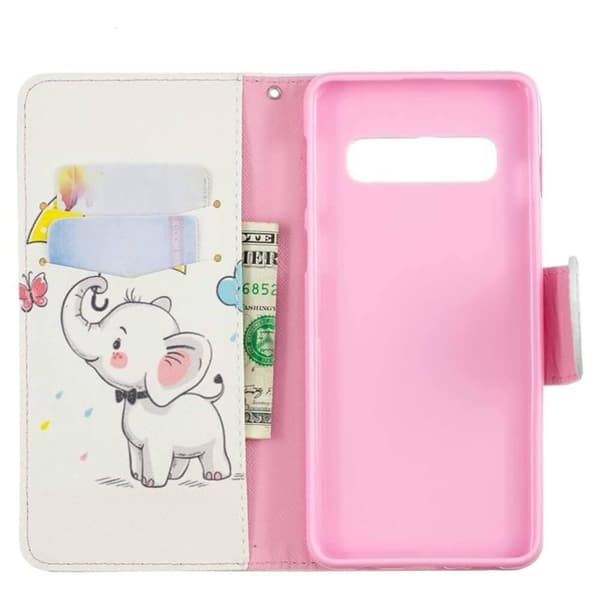 Plånboksfodral Samsung Galaxy S10 Plus - Elefant med Paraply