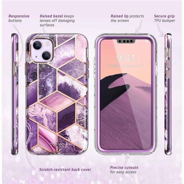SupCase iPhone 14 Plus Skal Cosmo - Marmor Lila