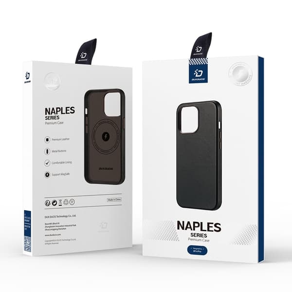 Dux Ducis iPhone 14 Pro Skal MagSafe Naples Läder - Mörkbrun
