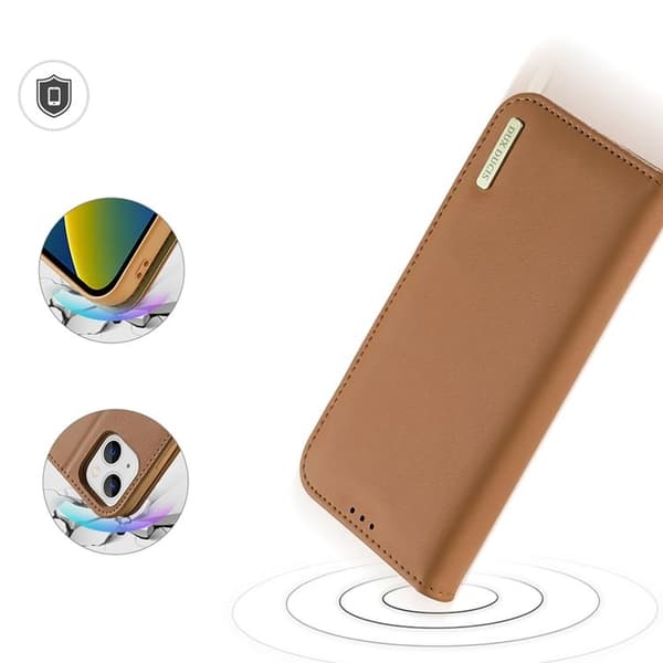 Dux Ducis iPhone 14 Plånboksfodral Äkta Läder Hivo Flip - Brun