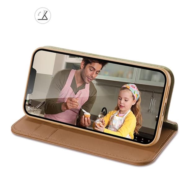 Dux Ducis iPhone 14 Plånboksfodral Äkta Läder Hivo Flip - Brun