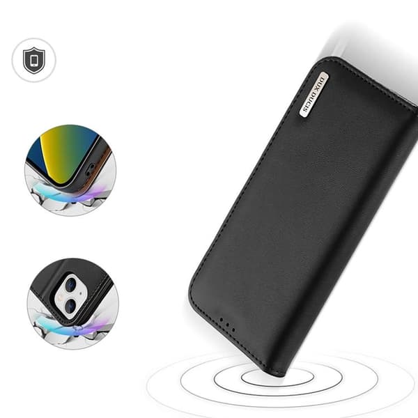 Dux Ducis iPhone 14 Plus Plånboksfodral Äkta Läder Hivo Flip - Svart