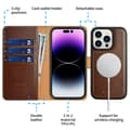 Miniatyrbild 7 av 11: Puloka iPhone 14 Pro Max Plånboksfodral Magsafe 2in1 Detachable - Brun