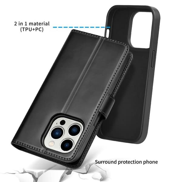 Puloka iPhone 14 Plus Plånboksfodral Magsafe 2in1 Detachable - Svart