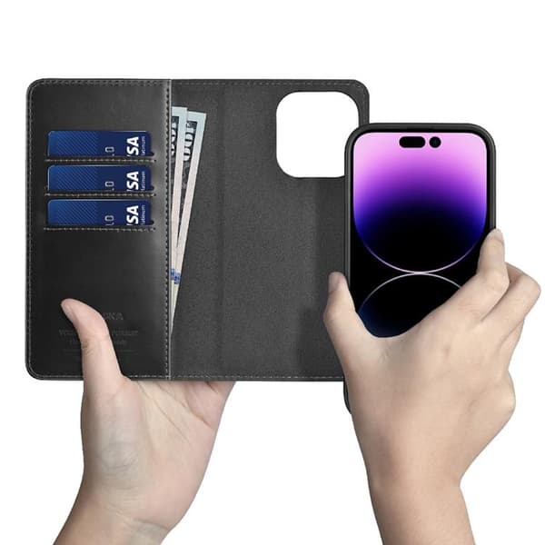 Puloka iPhone 14 Plus Plånboksfodral Magsafe 2in1 Detachable - Svart