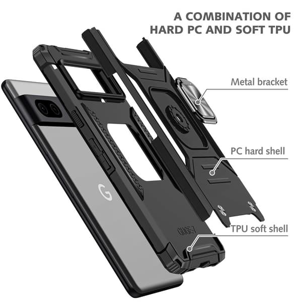Google Pixel 7 Skal Ringhållare Kickstand Hybrid - Svart