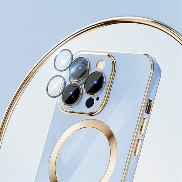 iPhone 14 Pro Max Magsafe Skal Gold Edge - Blå