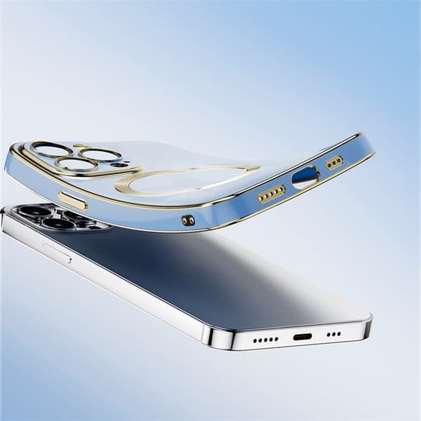 iPhone 14 Pro Max Magsafe Skal Gold Edge - Blå