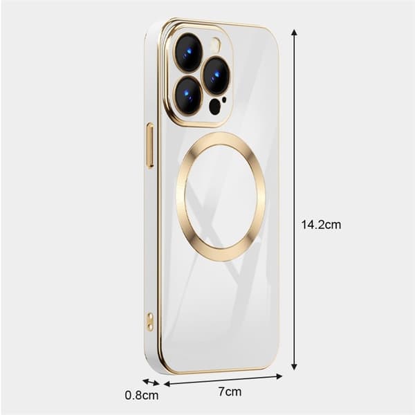 iPhone 14 Pro Max Magsafe Skal Gold Edge - Blå