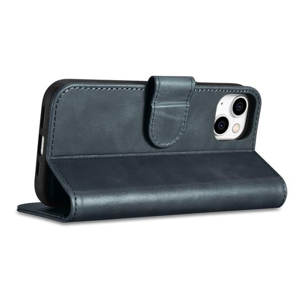 iCarer iPhone 14 Plus Plånboksfodral 2in1 Äkta Läder Anti-RFID - Blå