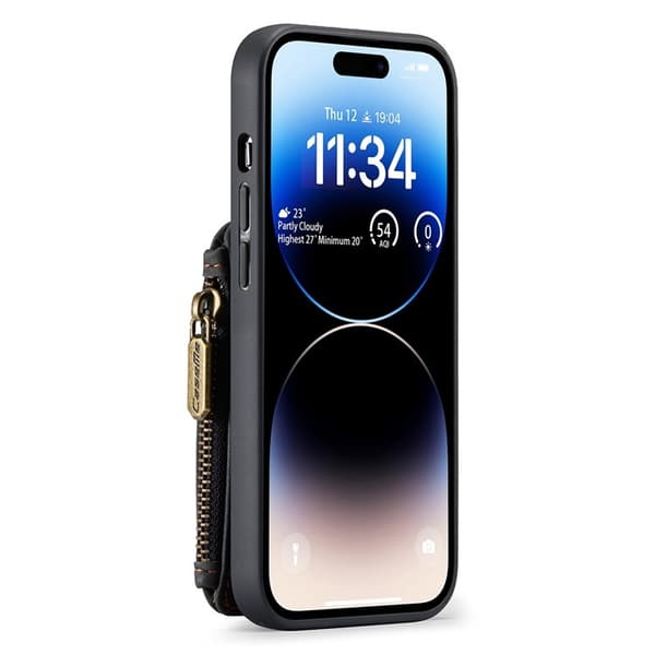 CASEME iPhone 14 Pro Plånboksfodral C20 Zipper Kickstand - Svart