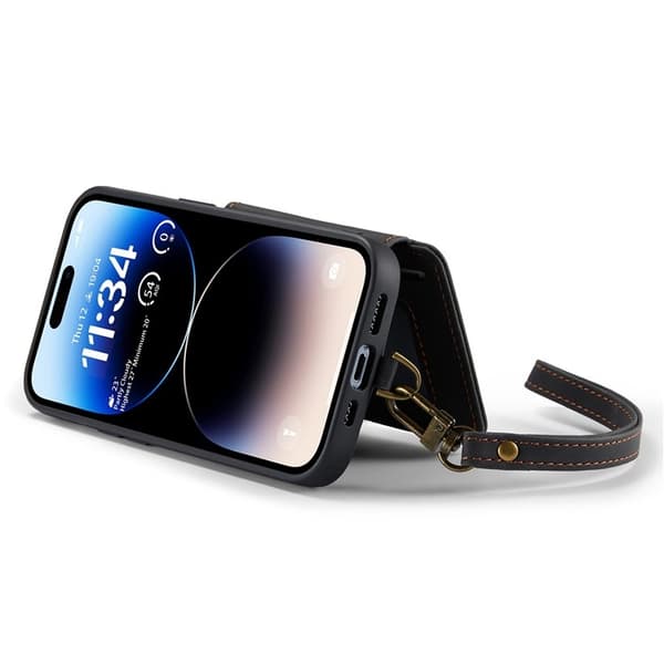 CASEME iPhone 14 Pro Plånboksfodral C20 Zipper Kickstand - Svart