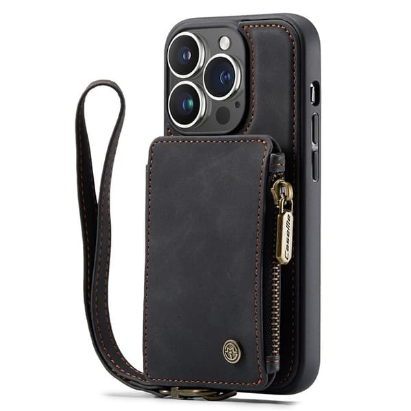 CASEME iPhone 14 Pro Plånboksfodral C20 Zipper Kickstand - Svart